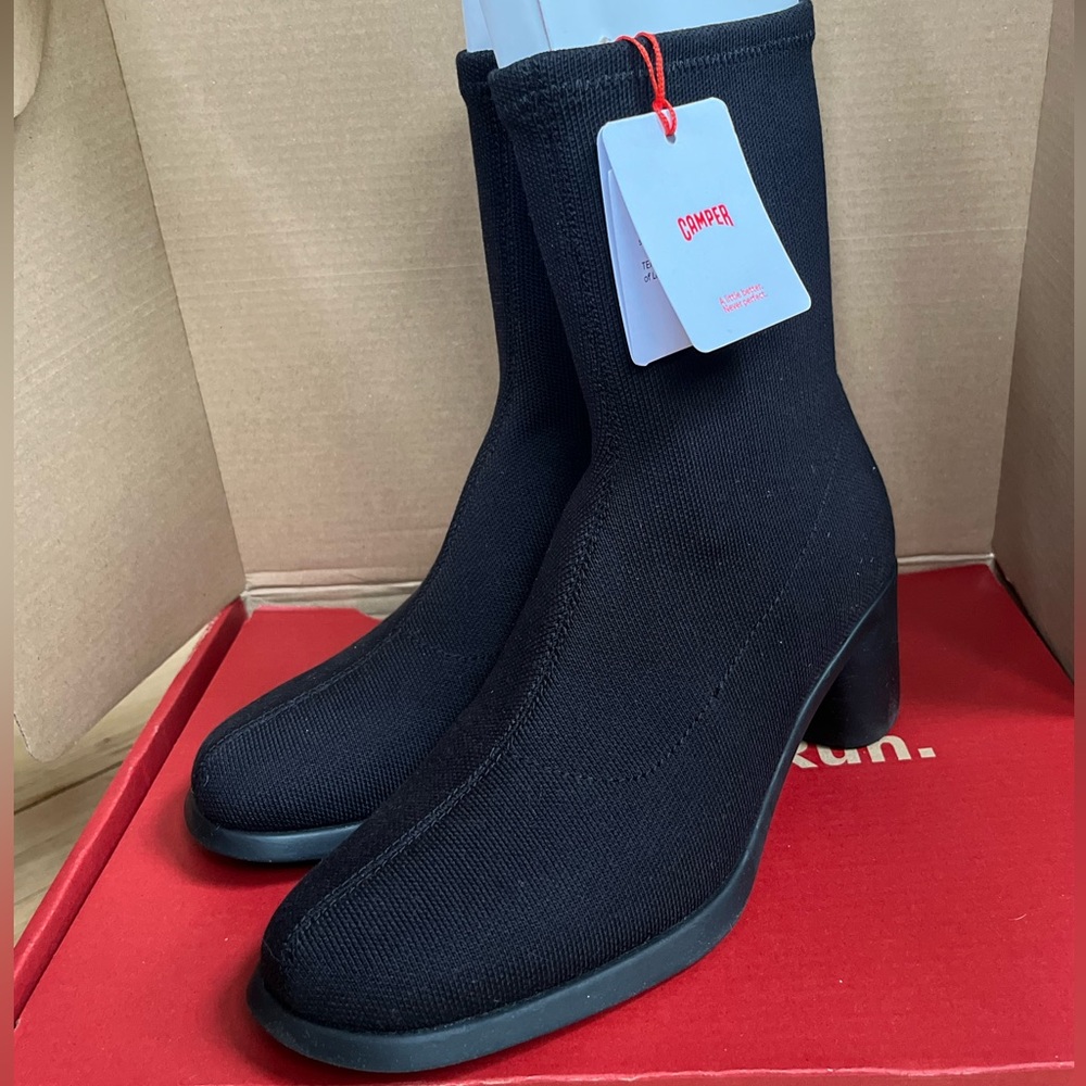 Black CAMPER Sleek Sock Boots Size 9